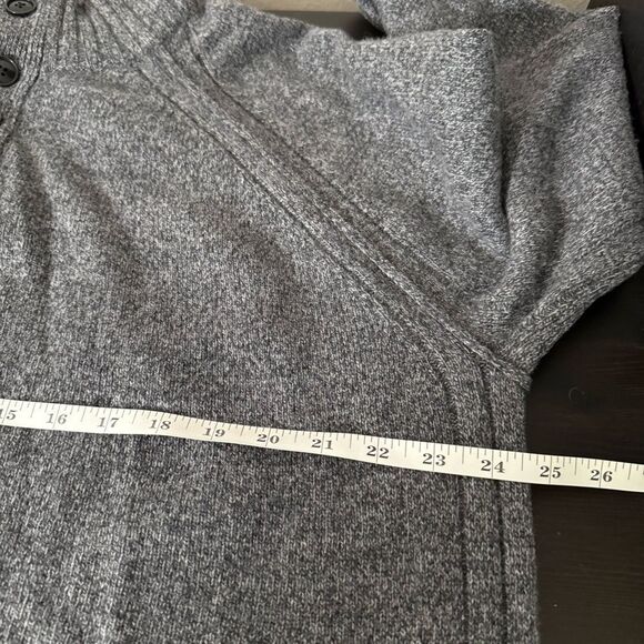 Banana Republic Sweater Mens Sz L Gray Knit Henley Mock Neck Wool Blend Classic - Picture 10 of 11